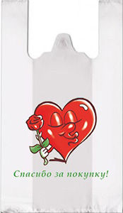 Полиэтиленовый пакет Сердце с розой  27+15х47х10 100/5000 в Туле - купить оптом от производителя ПК Котово Полимер